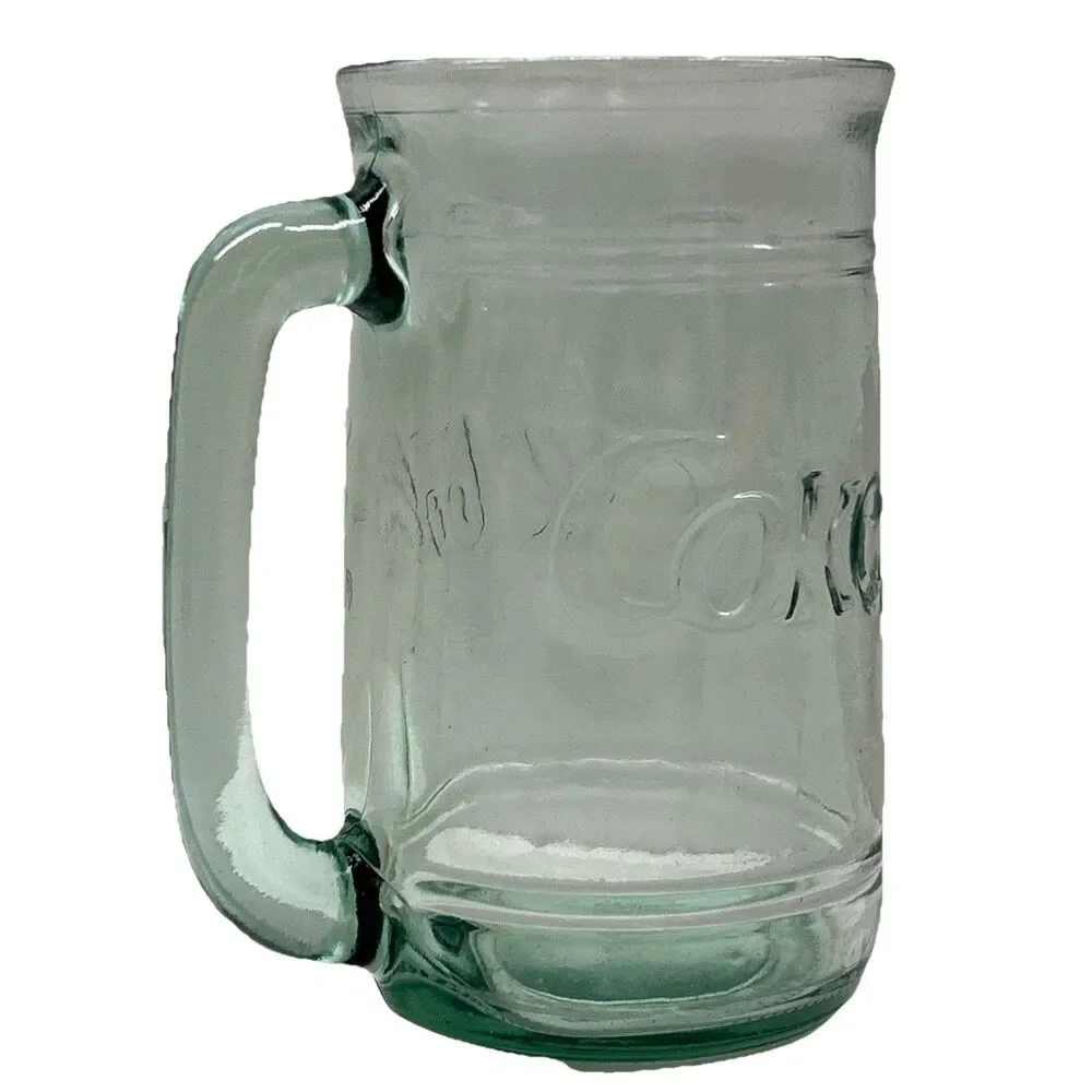 Vintage Coca-Cola Coke Green Glass‎ Stein Mug With Handle